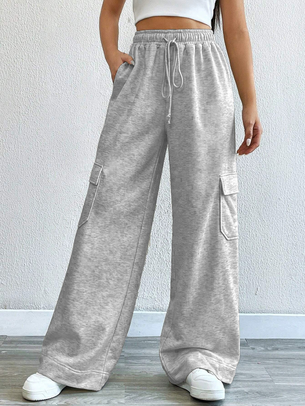 H&M Women Spring Wide Leg Pants Cotton Polyester Blend Casual